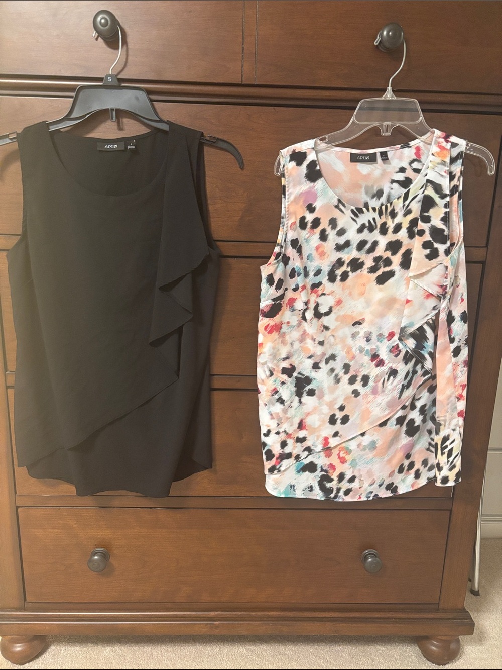 Apt. 9 Sleeveless Layered Ruffle Tops - Black & Multicolor Watercolor Print